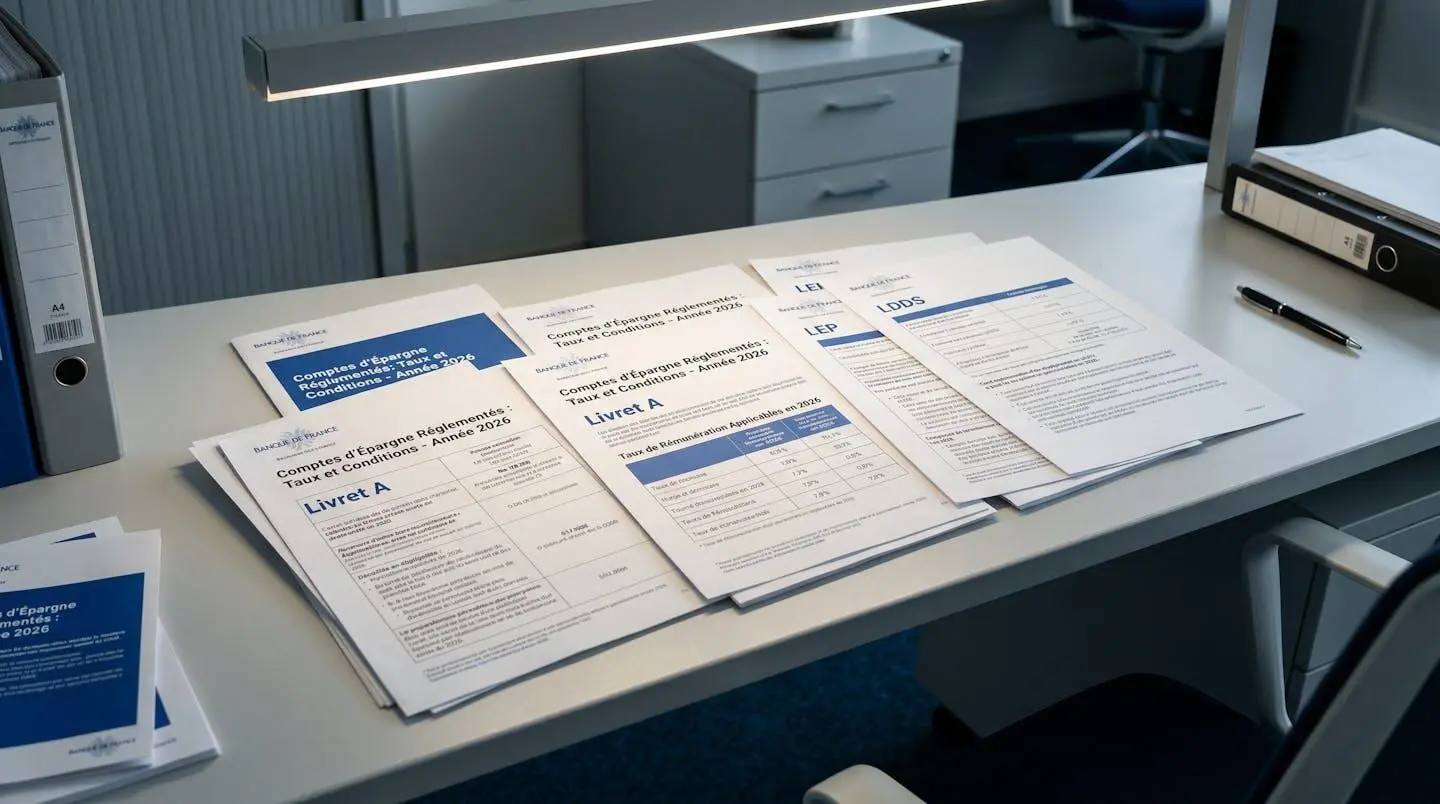 Documents officiels de la Banque de France détaillant les taux des livrets réglementés français pour 2026