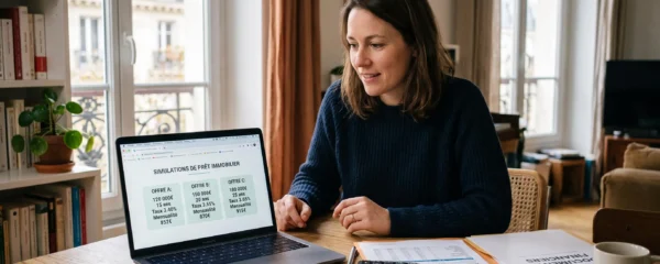 Personne comparant plusieurs offres de crédit à la consommation sur un ordinateur