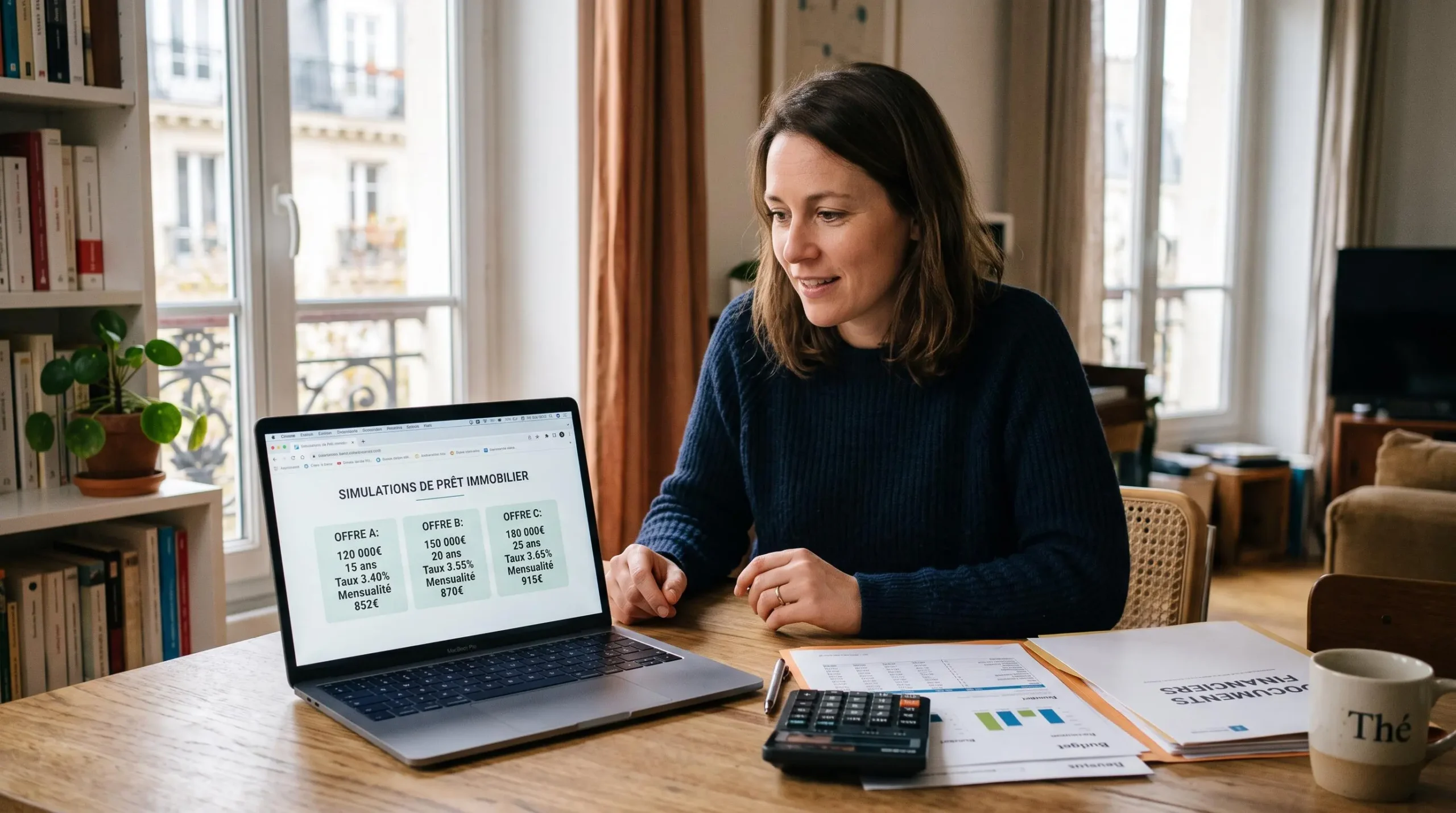 Personne comparant plusieurs offres de crédit à la consommation sur un ordinateur